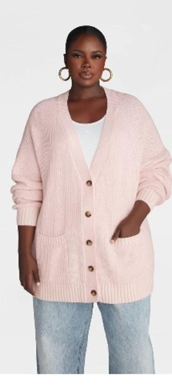 KBB by KAHLANA Women's 'The Letterman Cardigan' - Pink XL